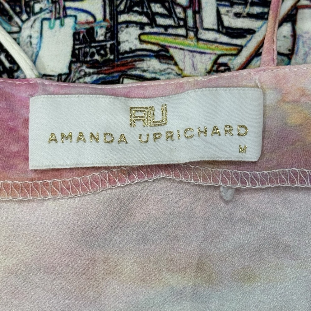 Amanda Uprichard Cami Women M Beach Sunset Graphic 100% Silk Spaghetti Strap - Picture 8 of 10